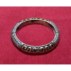 VINTAGE SILVER PLATED w/ORNATE EMBOSSED ETCHINGS SNAP ON CLAMPER BANGLE BRACELET